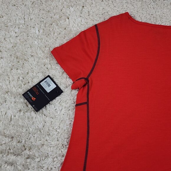 Point 6 Merino Wool Top Womens Large Red Breeze Athletic Fit Soft Active Tshirt - Picture 9 of 11